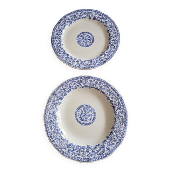 Plats de service Gien motifs bleus parfait état
