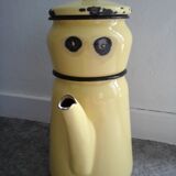 Cafetière en émail jaune vintage