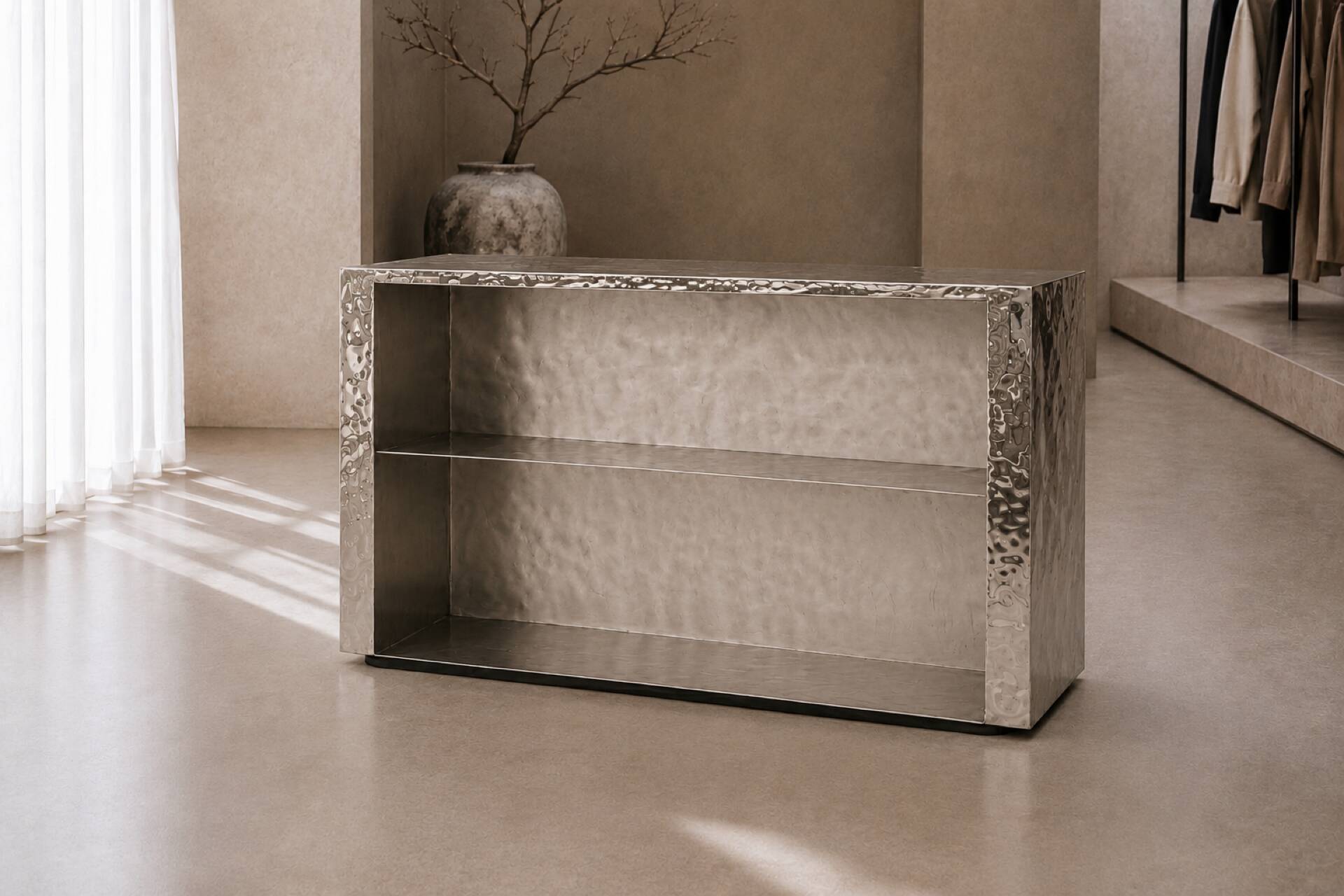 Contemporary Stainless Steel Reception Desk