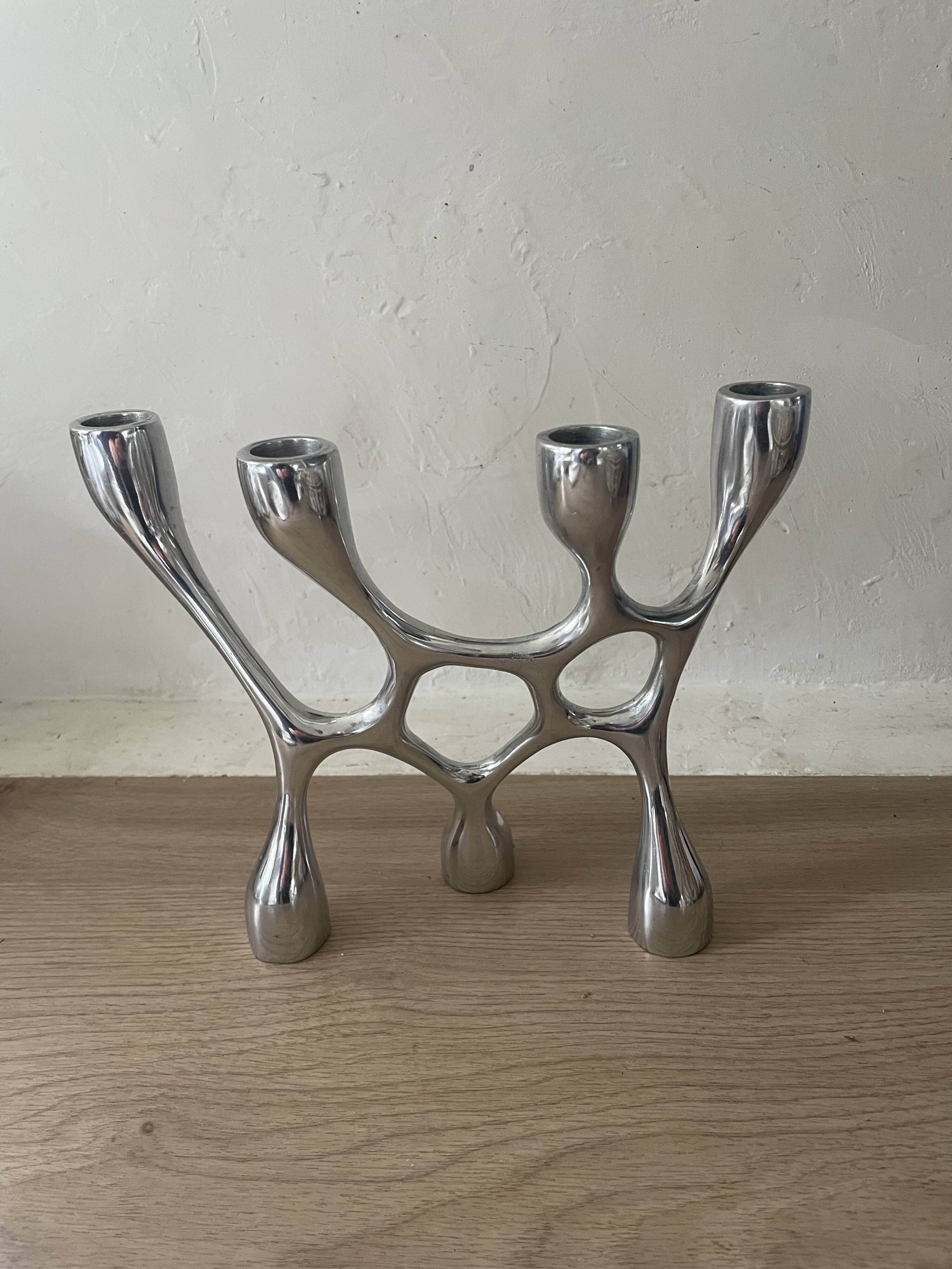 Vintage aluminium cast iron candlestick