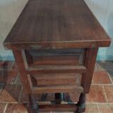 Antique wooden side table with 2 vintage drawers
