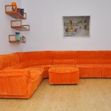 Laauser orange corduroy modular sofa, 70s
