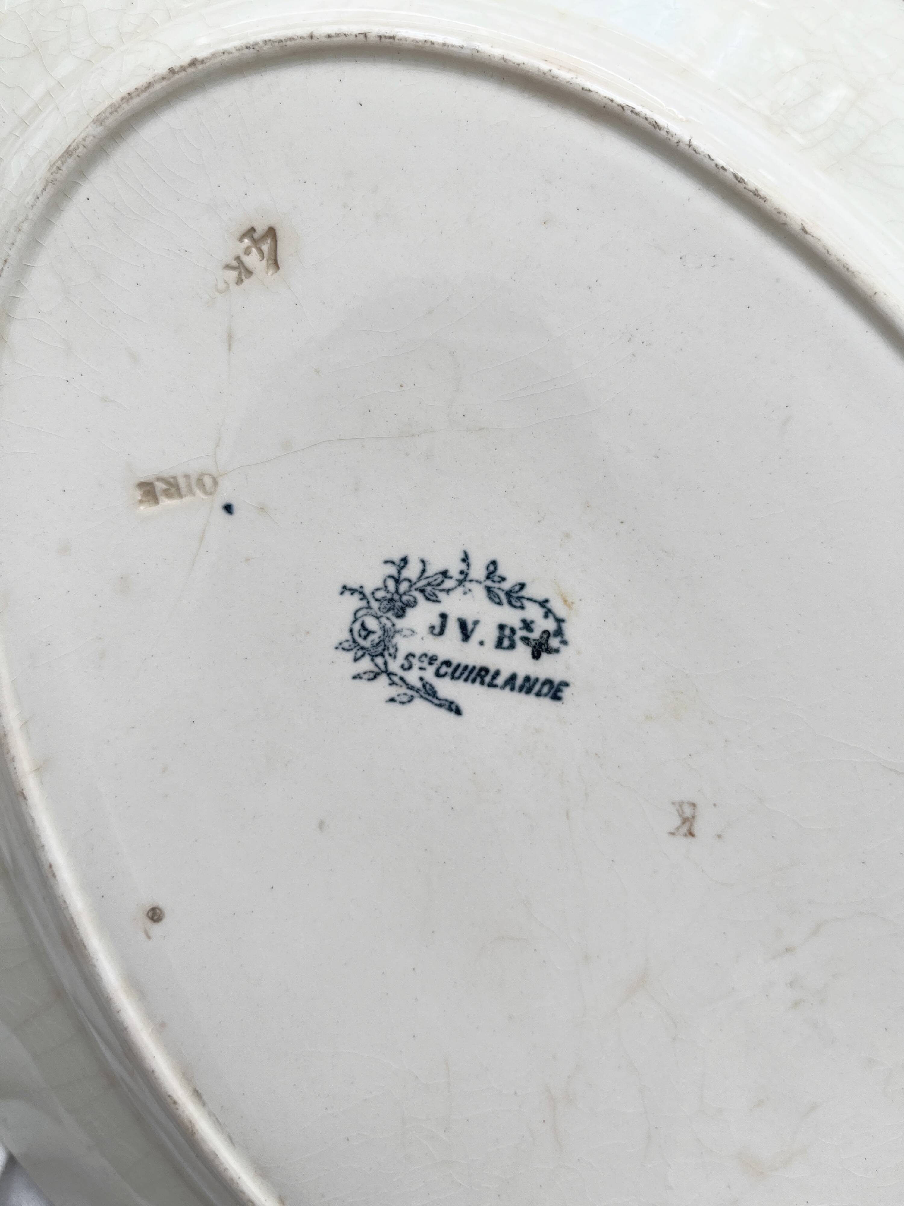 Oval ironstone dish "Guirlande Service" JVB Jules Vieillard Bordeaux