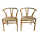 2 dining chairs in teak and rope