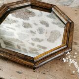 Vintage rattan mirror, octagonal