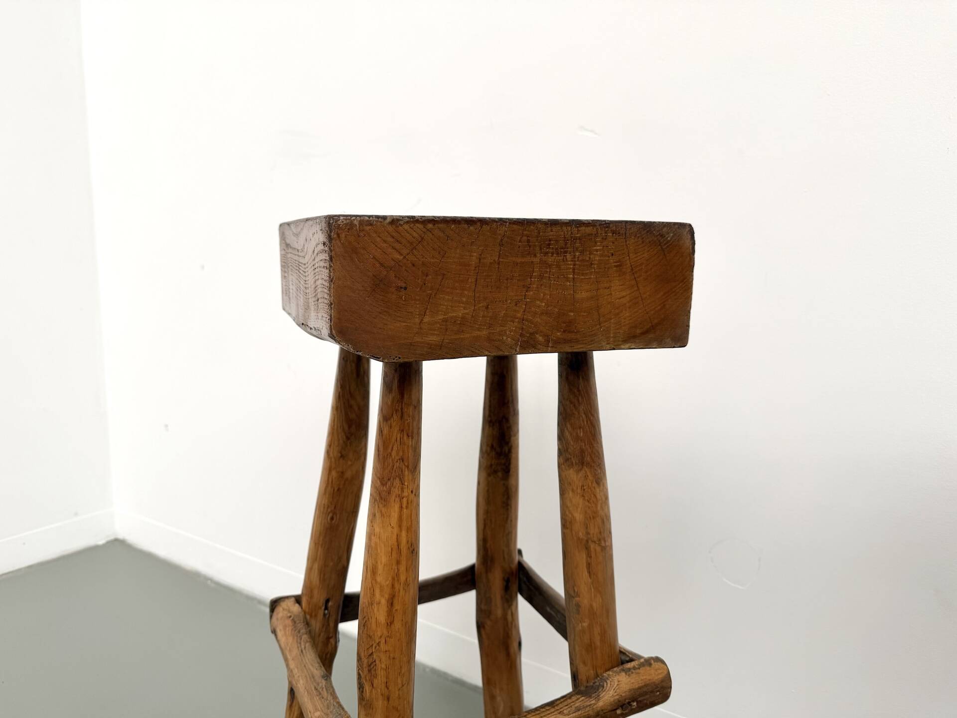 Pair of brutalist bar stools, France, 1950s
