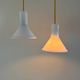 Ensemble vintage Holmegaard de 2 suspensions P&T - Michael Bang - Lampe faite à la main