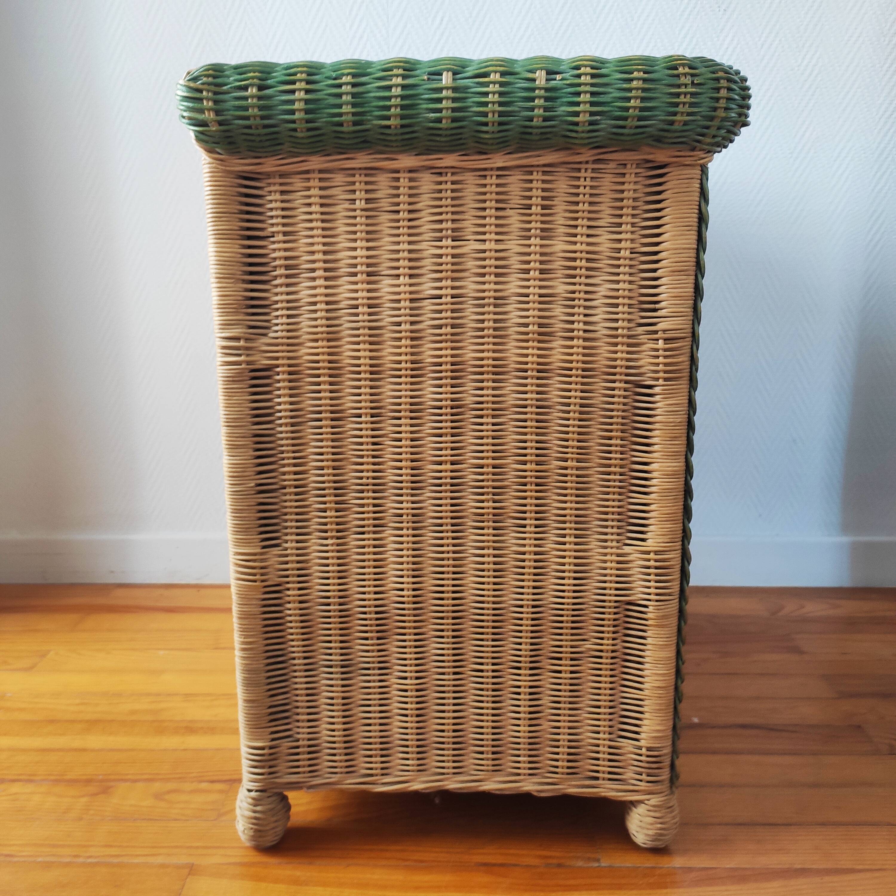 Wicker chest of drawers, 1970s-80s.