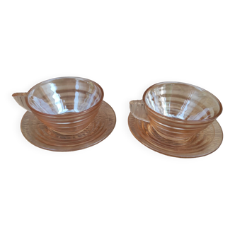 2 art deco cups and bowls