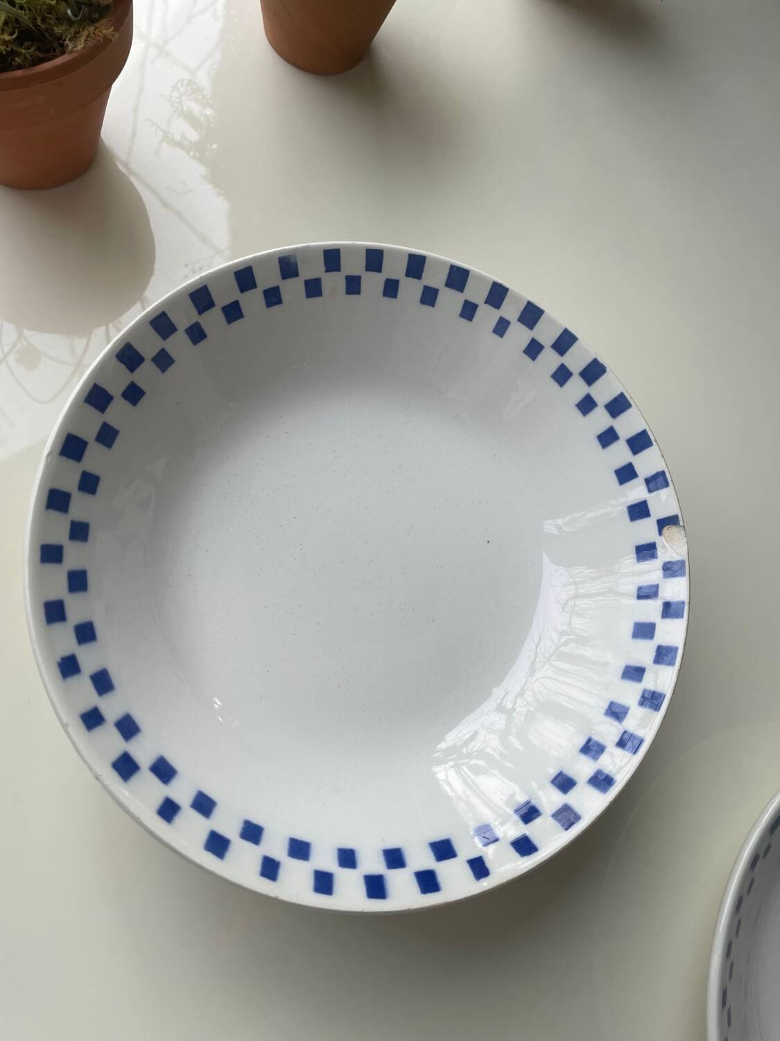 6 “checkerboard” soup plates Moulin des Loups