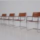 4 Matteo Grassi cantilever chairs in cognac leather
