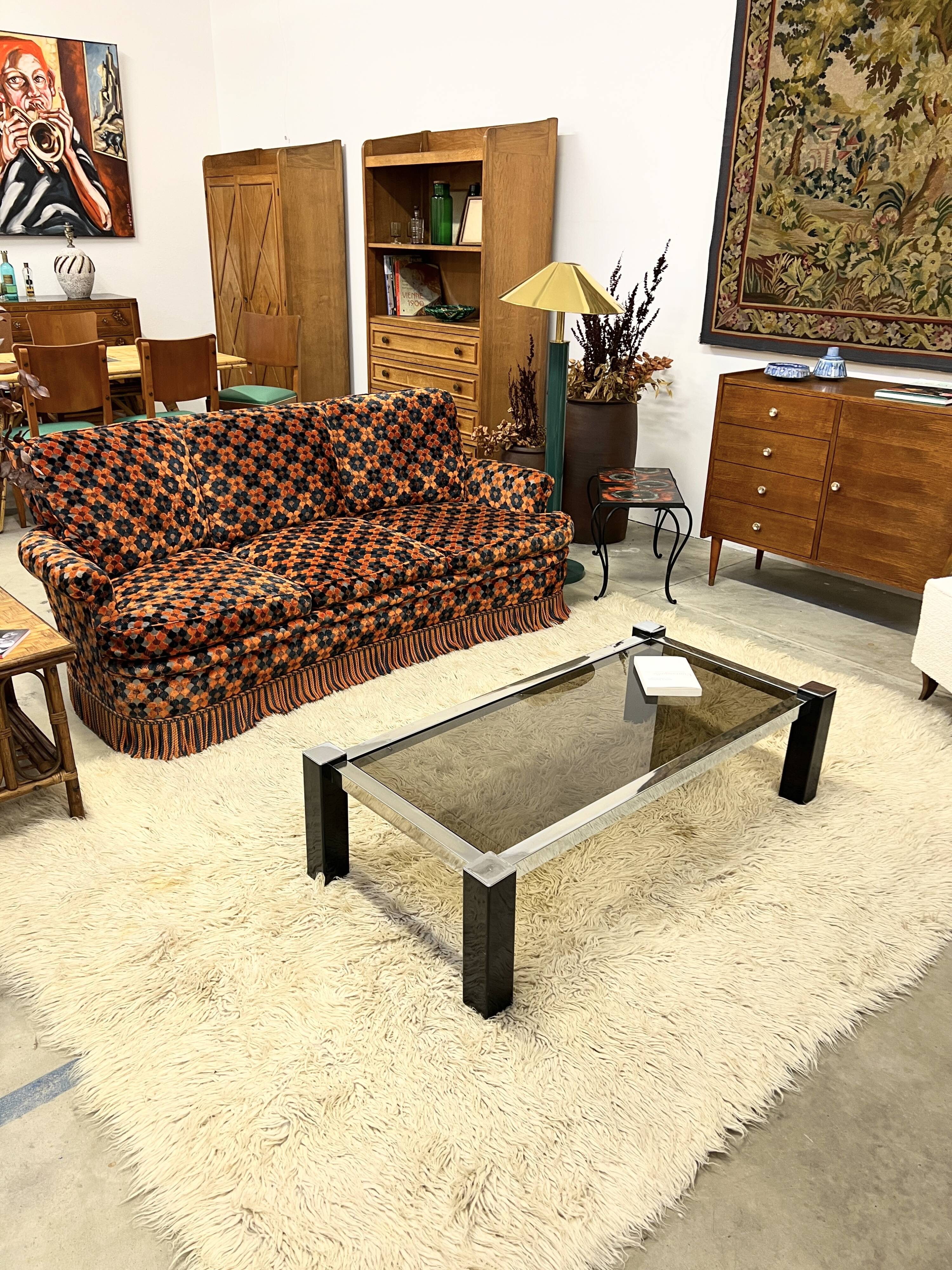 "Maximalist" 3-Seater Sofa 70s – Carved Velvet & Feathers