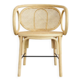 Rattan and cane armchairs, set of 2