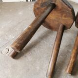 Pair of brutalist wooden stools