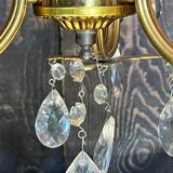 3-light brass pendant light with glass and pendants
