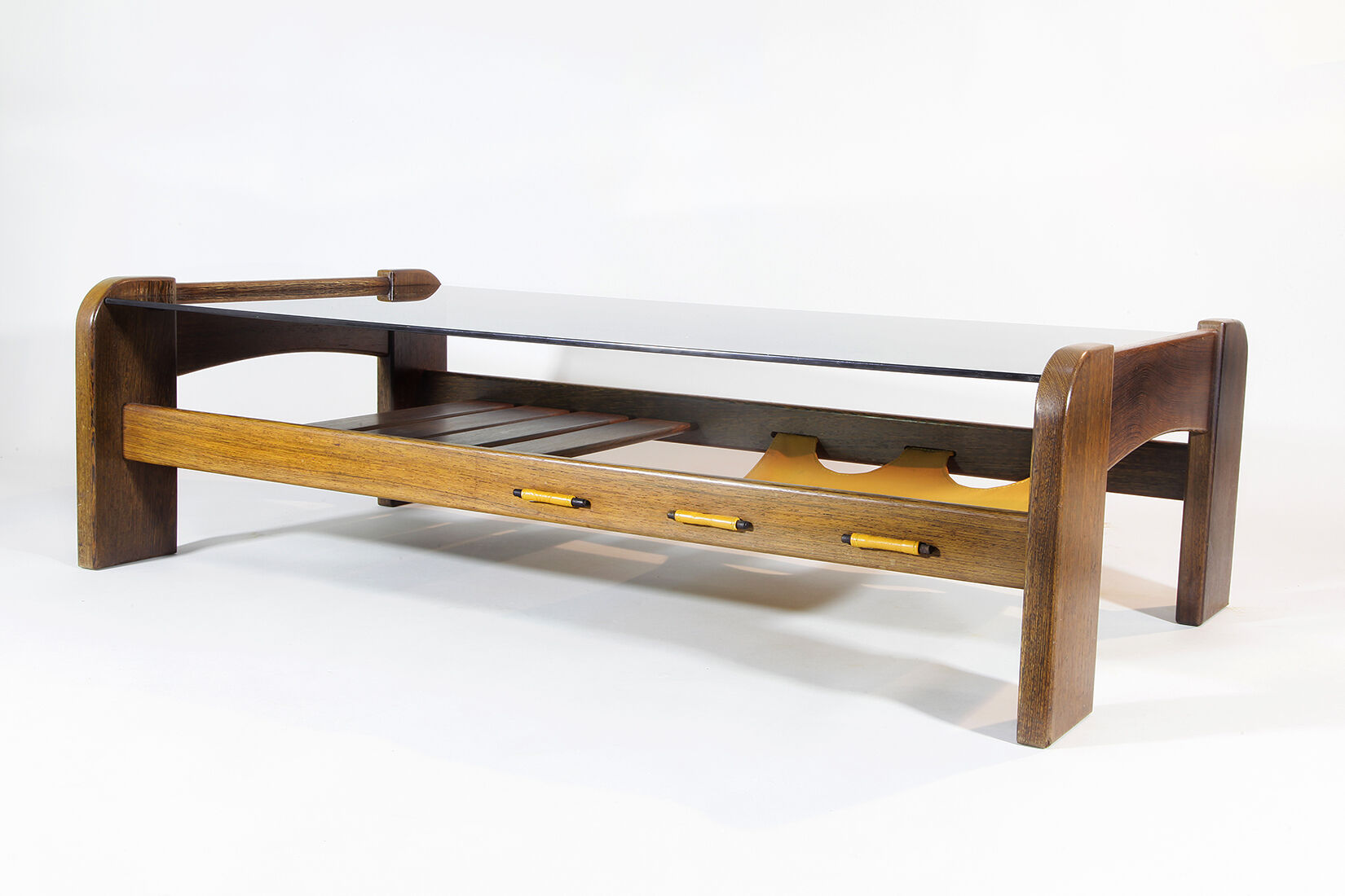 Percival Laver Vintage Wenge Glass Lectuur Holder Coffee Table, 70s