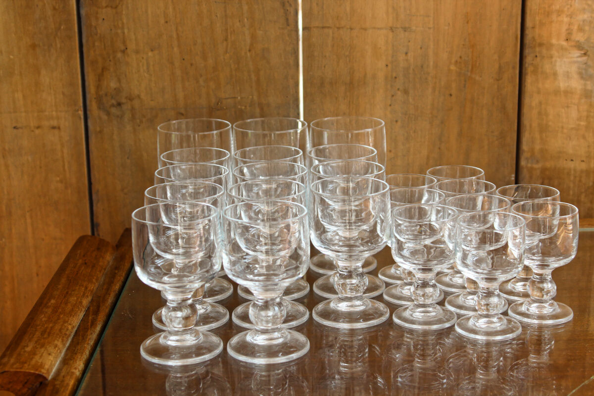 Series of 23 foot glasses, crystal