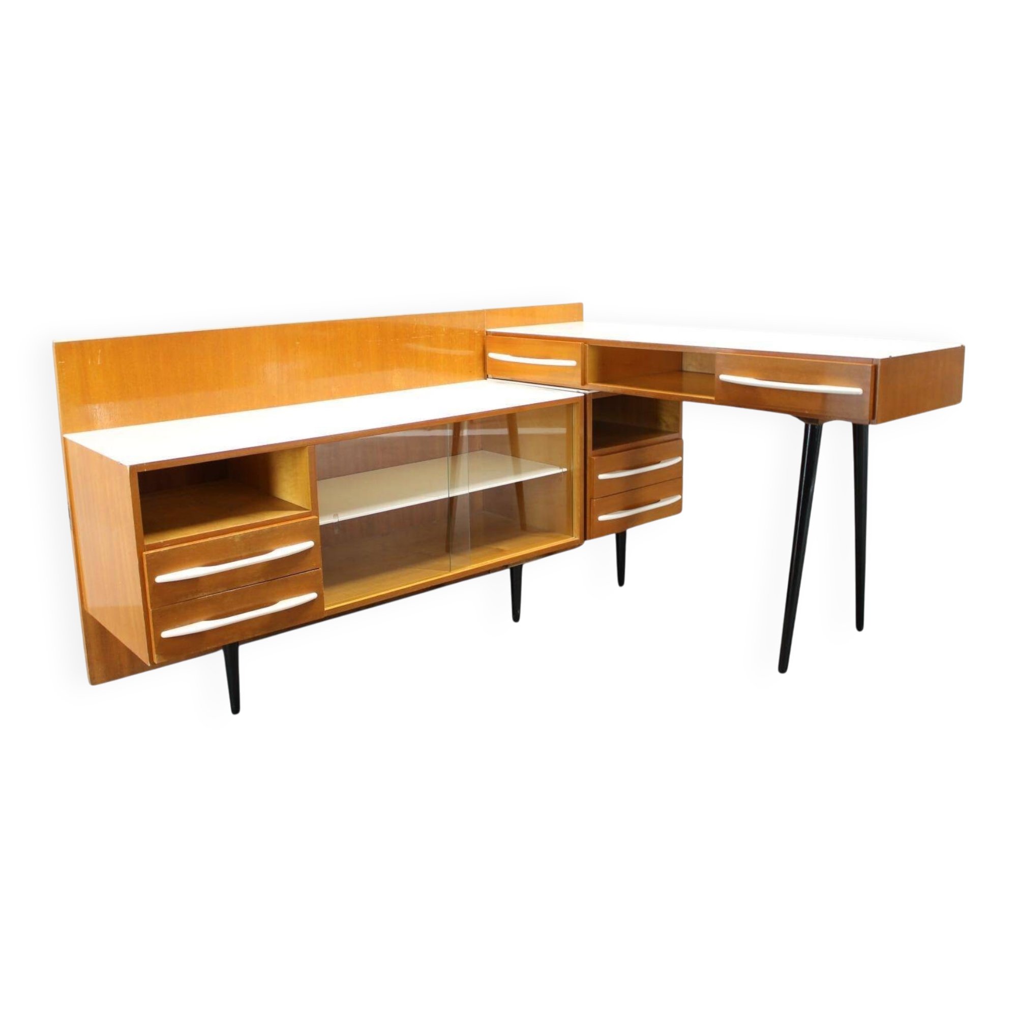 Modular desk and mid-century storage unit by Mojmír Požár, UP Závody, 1960s