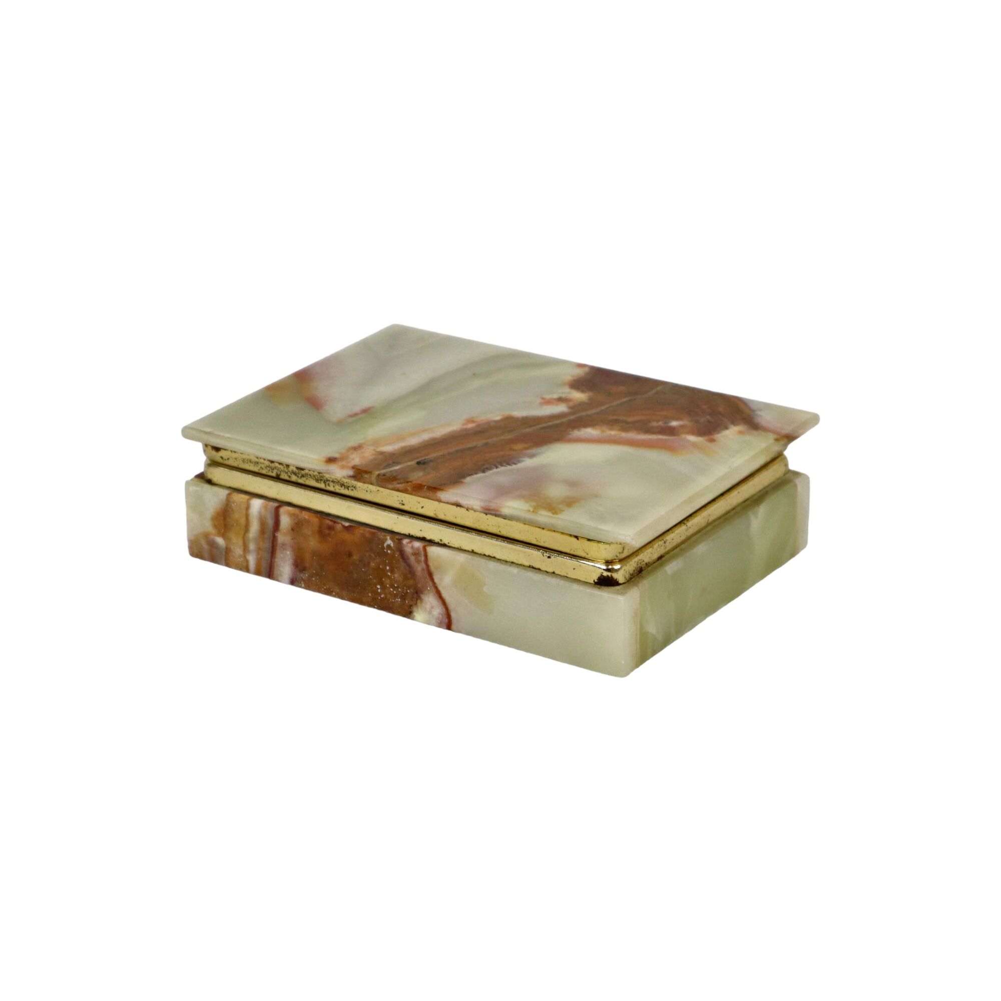 Boîte à cigarettes italienne vintage en marbre onyx bijoux bibelots 14cm