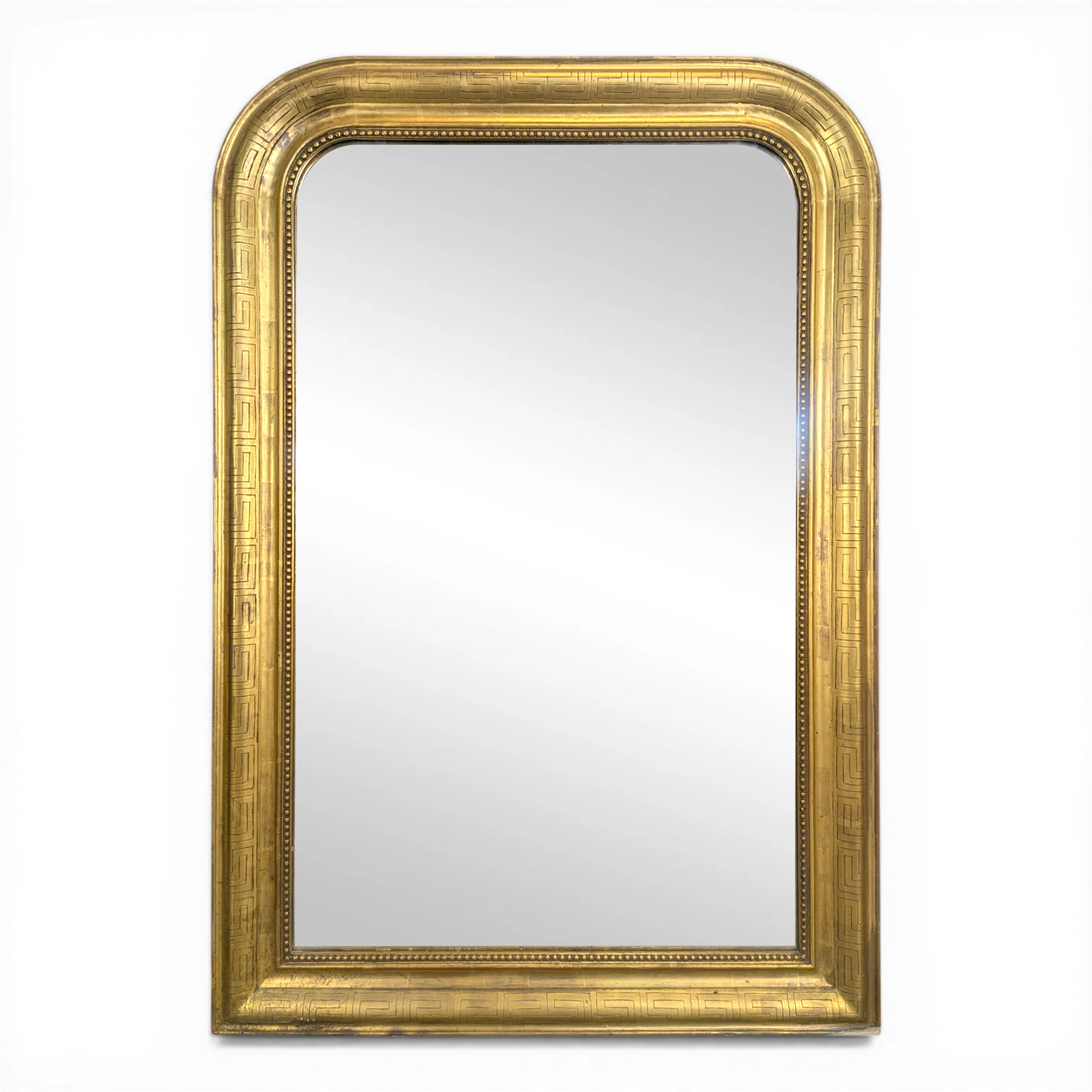 Golden wooden mirror with antique frieze from the Louis Philippe period.