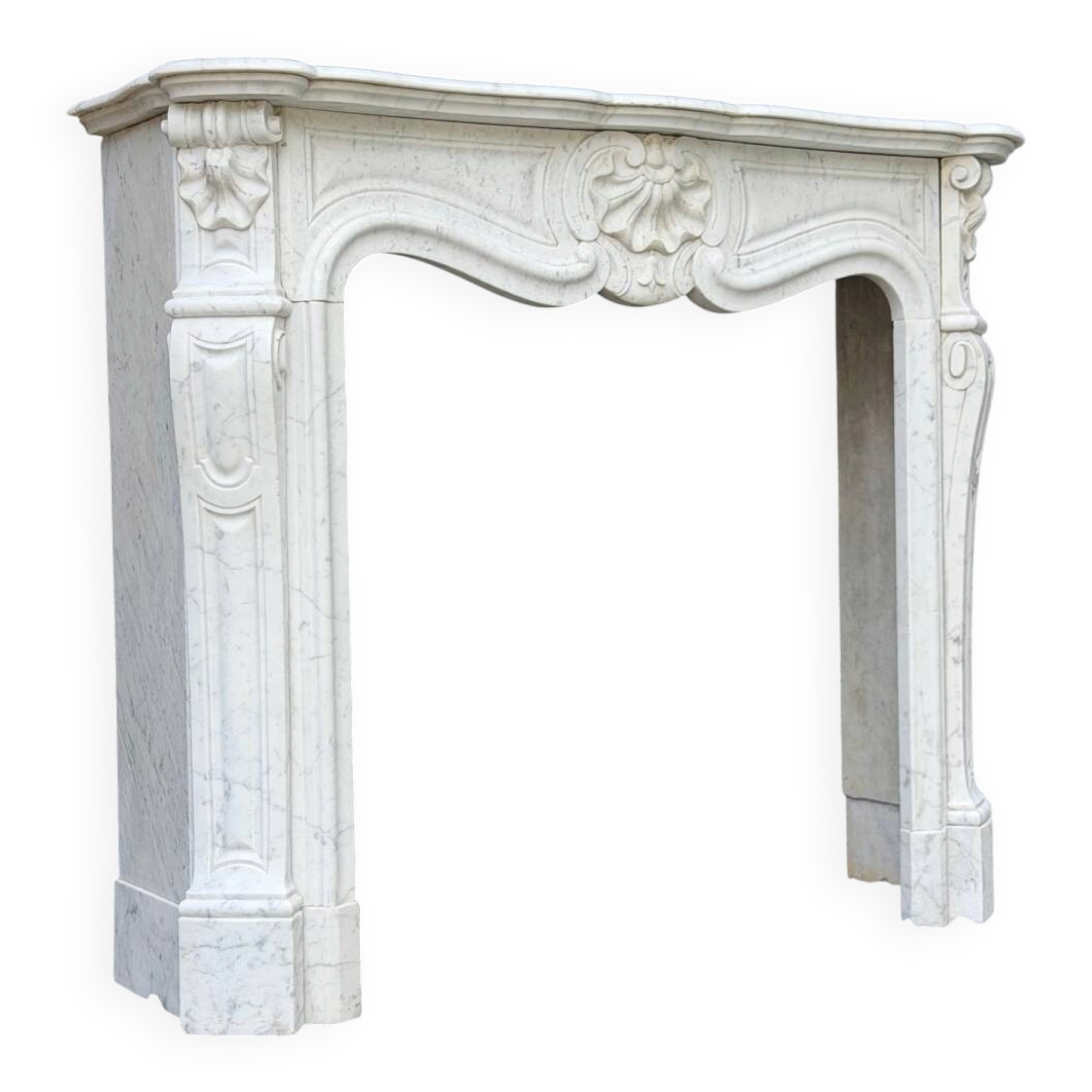 Louis XV style Carrara marble fireplace circa 1880