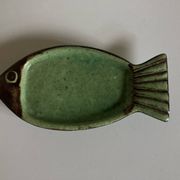 Dieulefit ceramic fish, in green glazed earthenware.