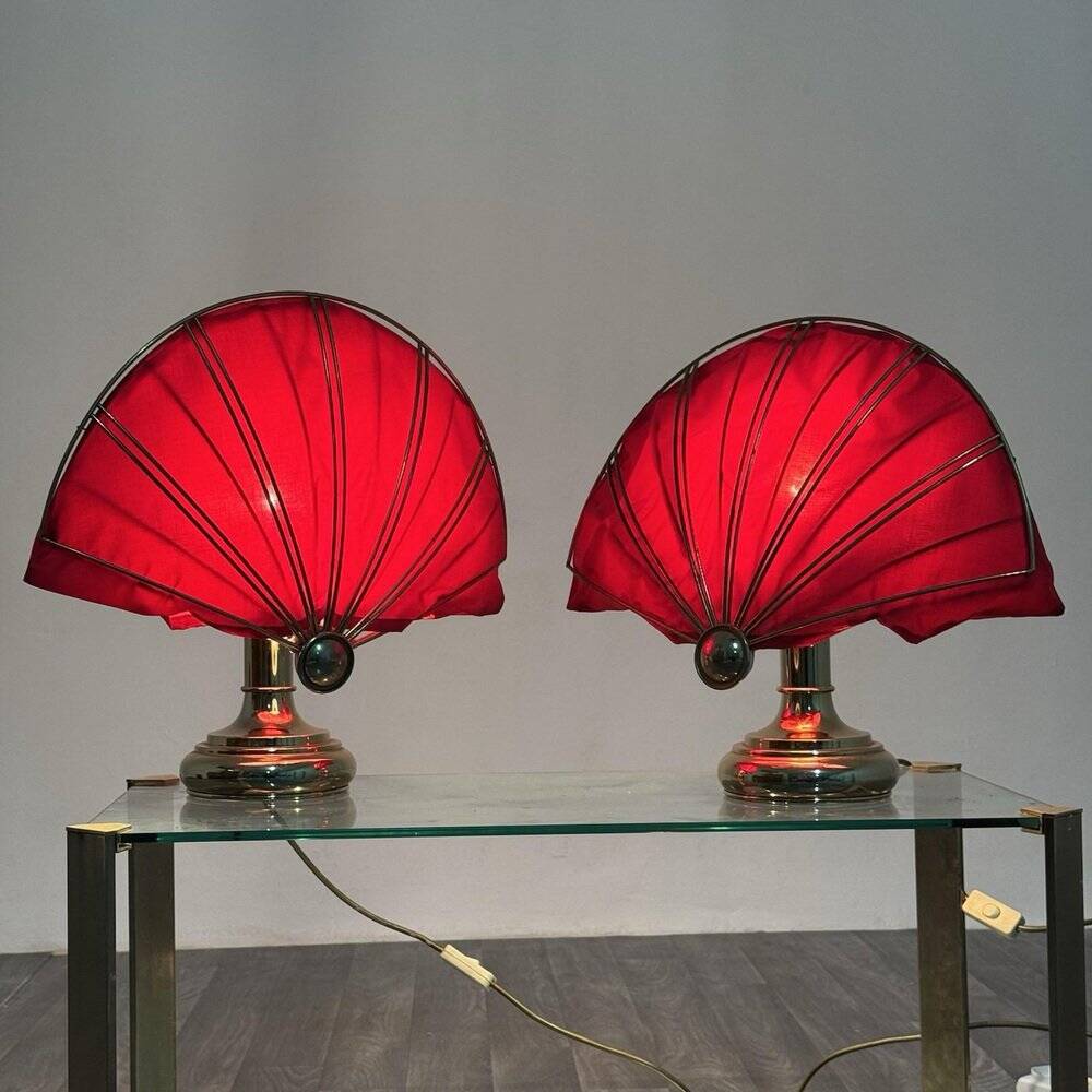 Lampes de table en laiton de style Hollywood Regency, années 1970, ensemble de 2