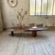 Table basse années 50 plateau bois exotique XXL