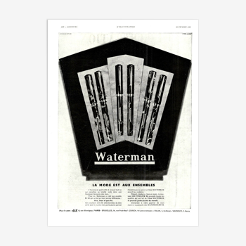 Affiche vintage années 30 Stylo Jif Waterman