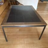 Industrial style dining table in wood and slate