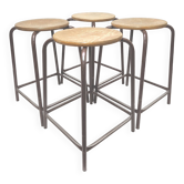 4 vintage metal and wood laboratory stools