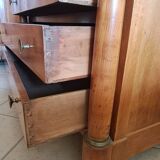 Empire style chest of drawers in blond walnut