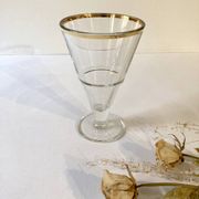 4 glass dessert bowls with gold rims, La Rochère, France