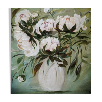 Peony bouquet painting