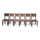 Série de 6 chaises paille et chêne beauche
