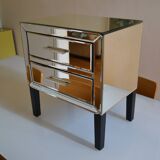 table de chevet miroirs biseautés style hollywood regency