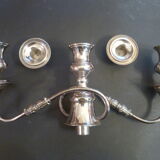 Large pair of candlesticks / candlesticks 3 lights in silver met.t.