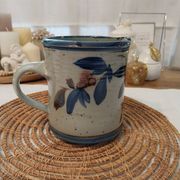 Speckled enamelled stoneware jug signed Christine Robert