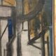 Original Danish Oil on Canvas – “Gul Figurkomposition” by P. Primdahl – Signed – Dated 1958 – Vintage & Framed – 43 × 27 cm (16.9" × 10.6")