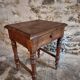 Antique French side table in walnut – 19th century, Louis Philippe style, solid walnut table with drawer (1870–1900)