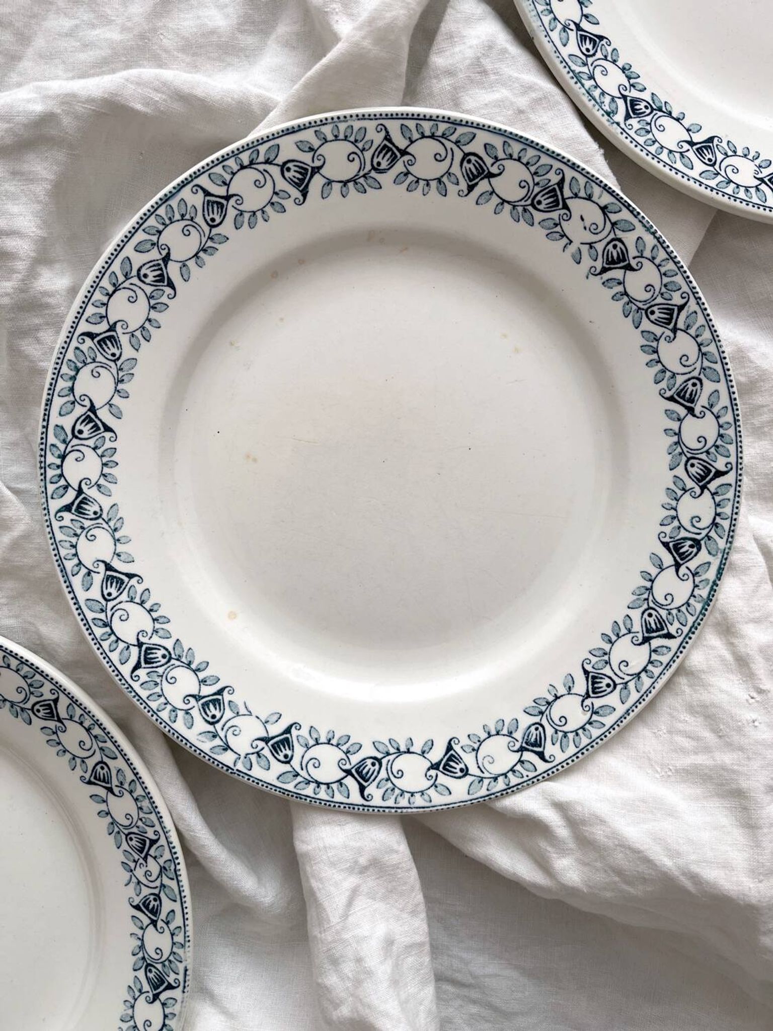 3 flat ironstone plates “Jenny” Saint Amand
