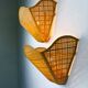 Pair of scalloped rattan wall sconces, sourced in Spain, 1980s