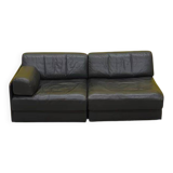 De Sede DS-76 Modular 2-Seater Sofa / Sofa Bed – Black Leather (1970s)