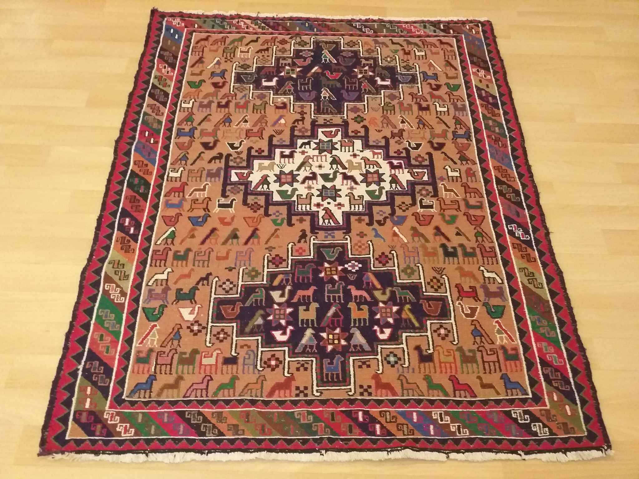 Kilim Anatolian Soumak handmade 142x118cm