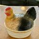 Terrine hen in slurry, vintage glazed ceramic