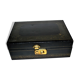 Vintage jewelry box in black leather and red interior