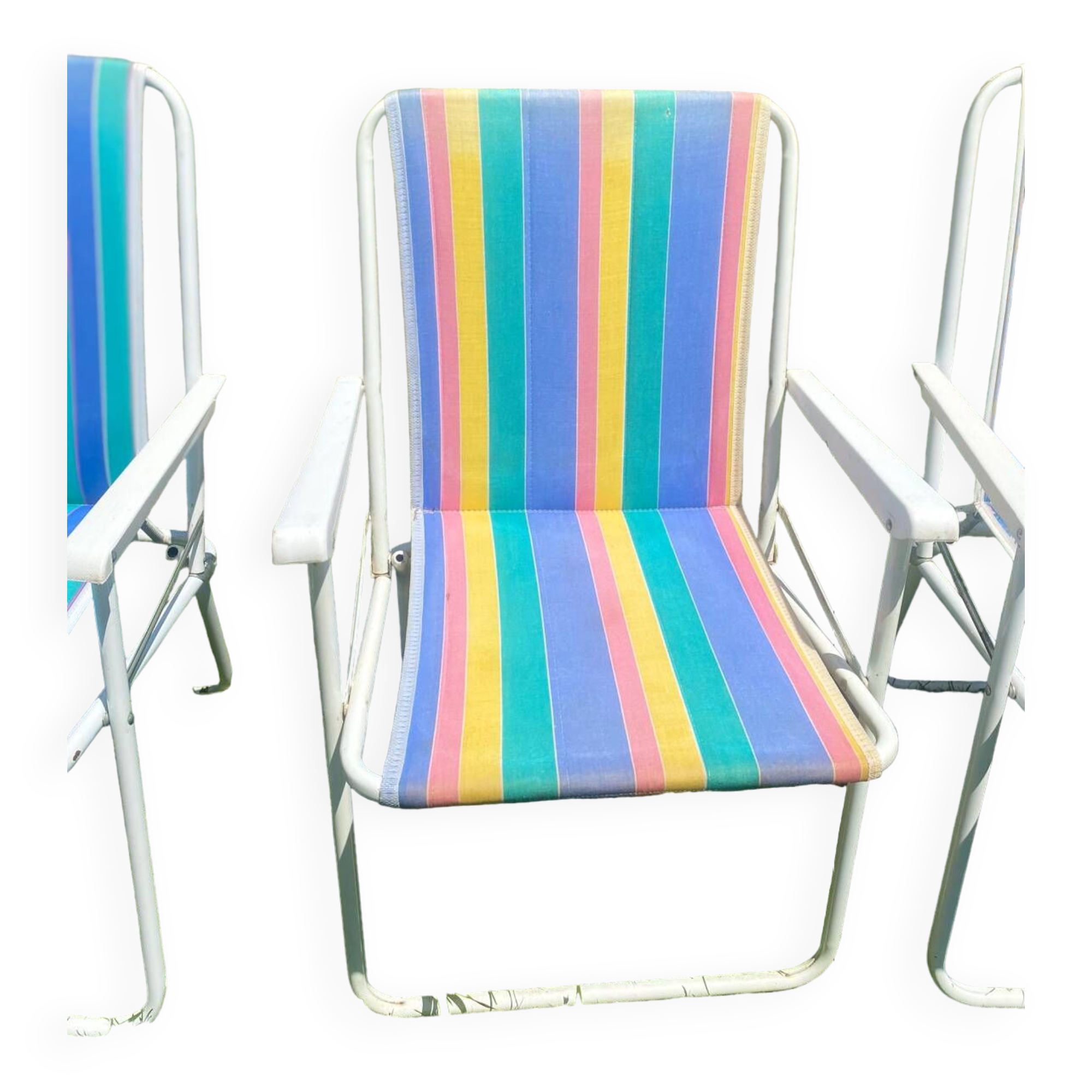 Chaise camping vintage rayée
