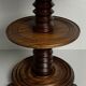 Brutalist Wood Turned Screw Press Side Table in the style of Dudouyt