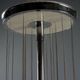 Vintage Italian chandelier, chrome-plated metal and glass design, original