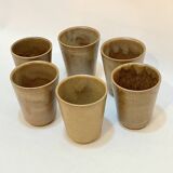 Set de 6 verre gobelets Digouin en grès beige marron